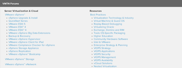 VMware forum screengrab