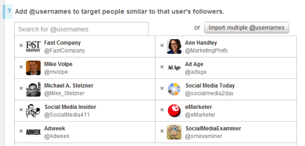 Targeting by interests and followers
