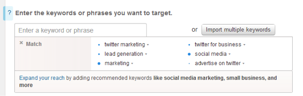 Targeting by keywords