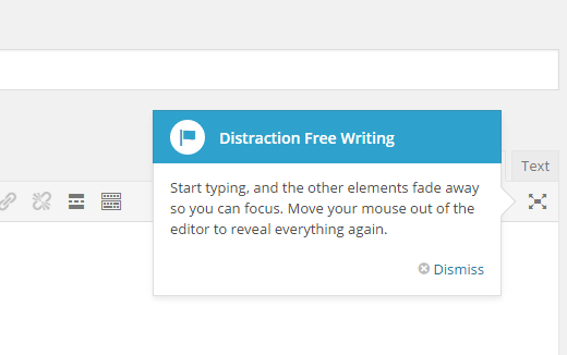 Launching distraction free mode in WordPress